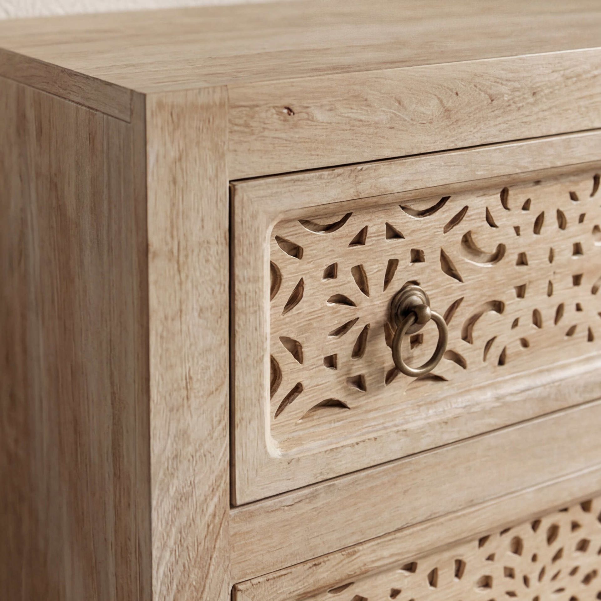 Cómoda Pawai de 3 cajones 90x40x85  | Diseño Artesanal madera de Mango | KUBU #