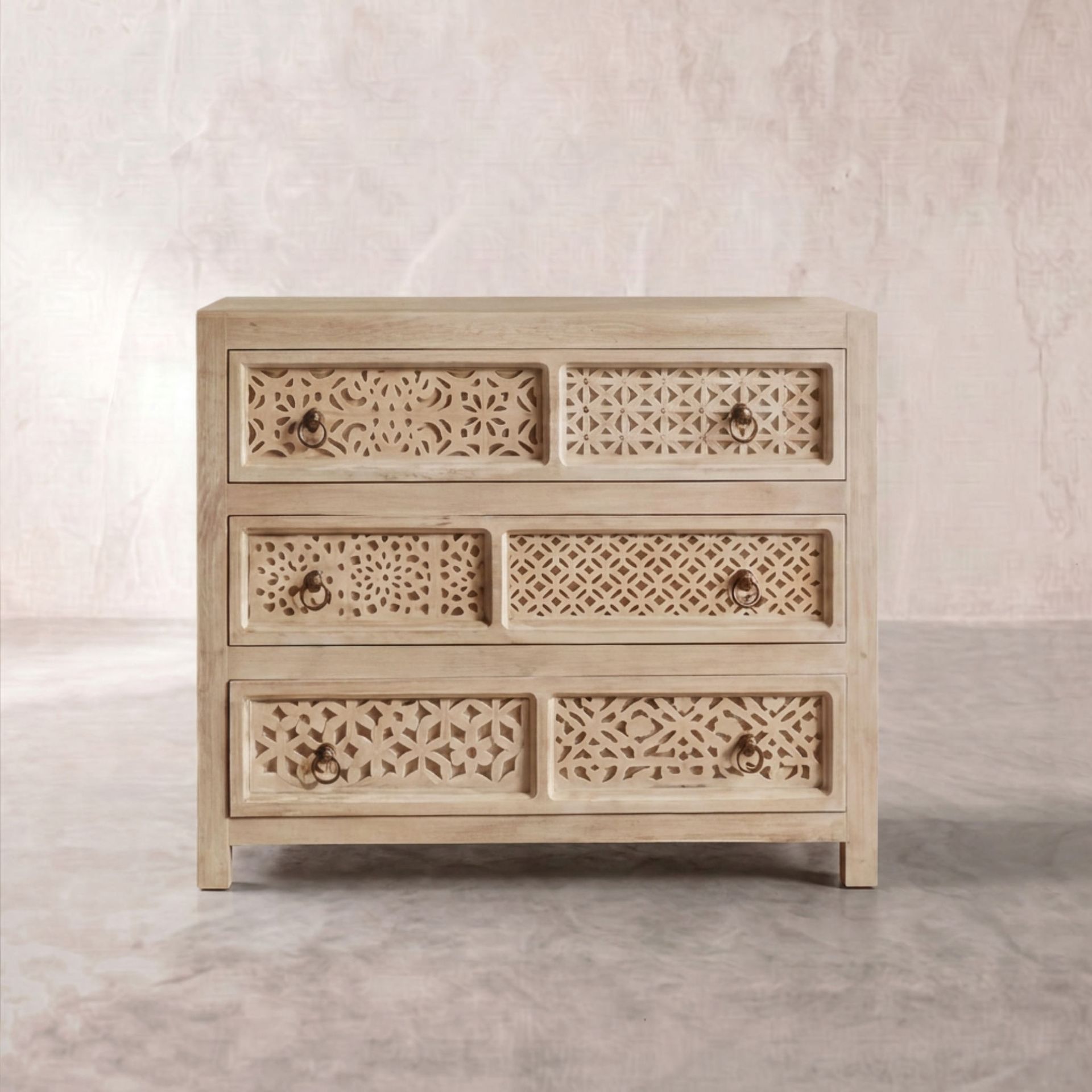 Cómoda Pawai de 3 cajones 90x40x85  | Diseño Artesanal madera de Mango | KUBU #