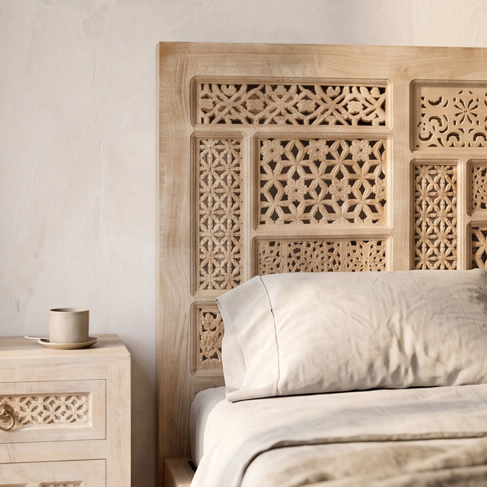 Cabecero Pawai 160x115cm | Diseño Artesanal madera de Mango | KUBU #