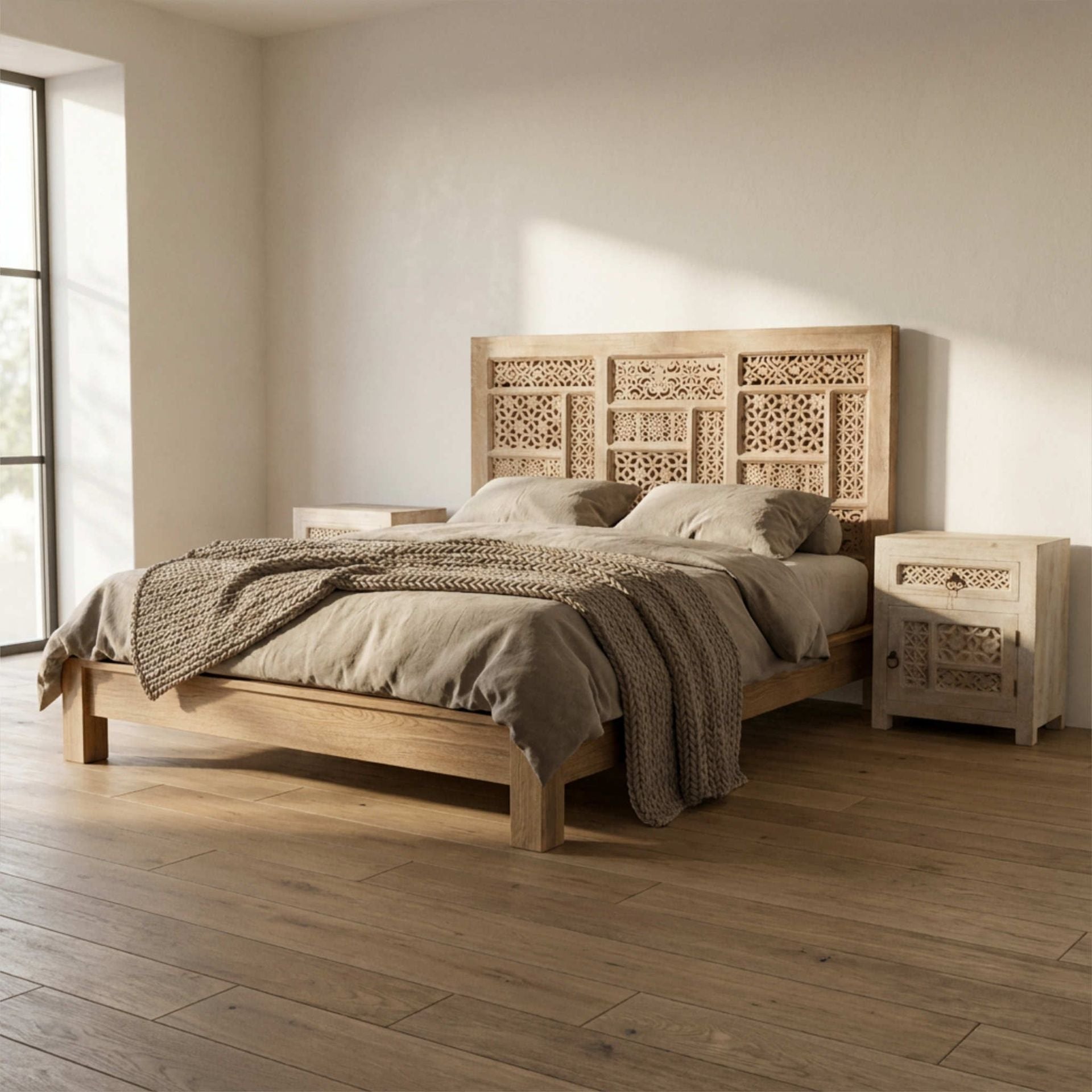 Cabecero Pawai 160x115cm | Diseño Artesanal madera de Mango | KUBU #
