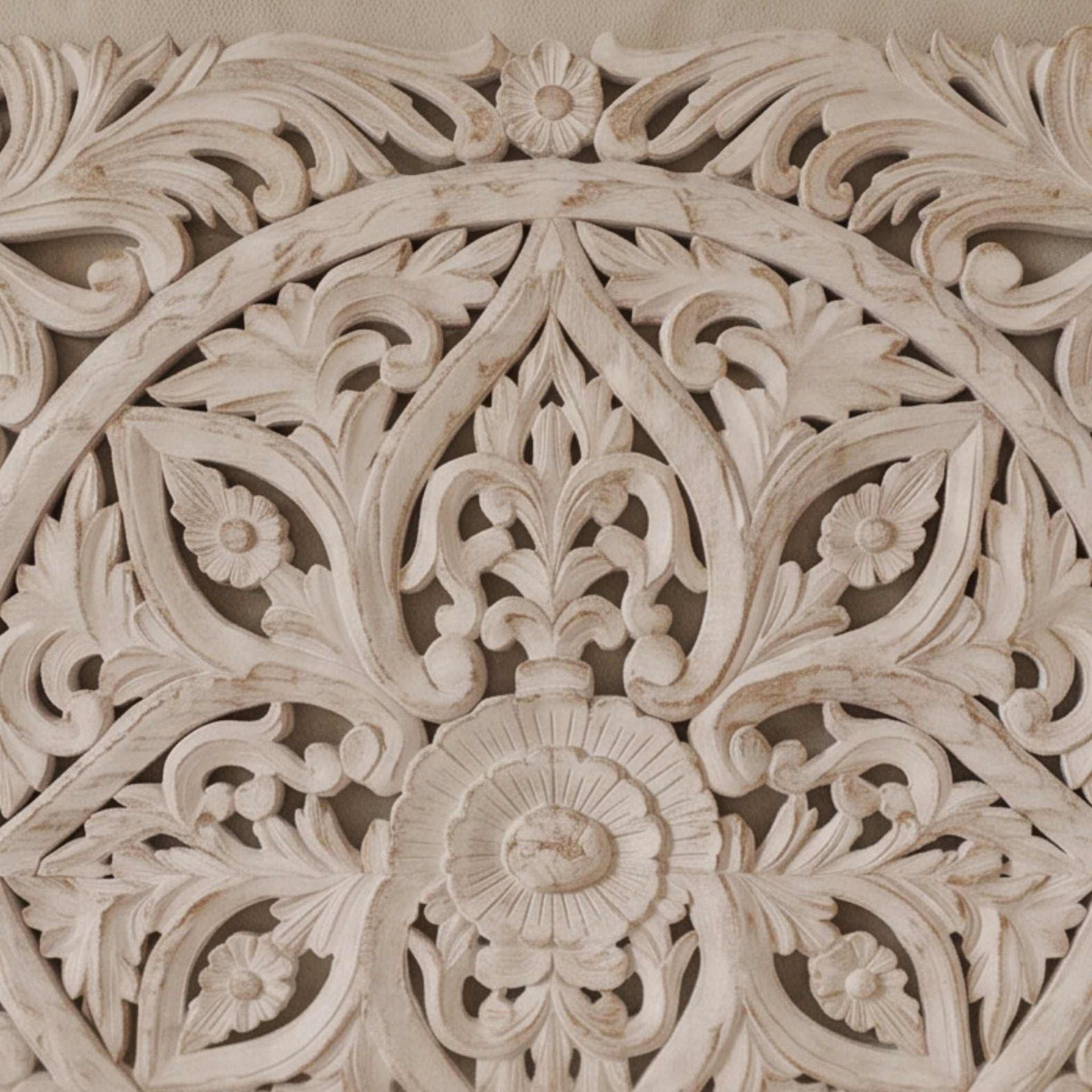 Cabecero tallado Borneo 160x150cm | Diseño Artesanal madera de Mango | KUBU #