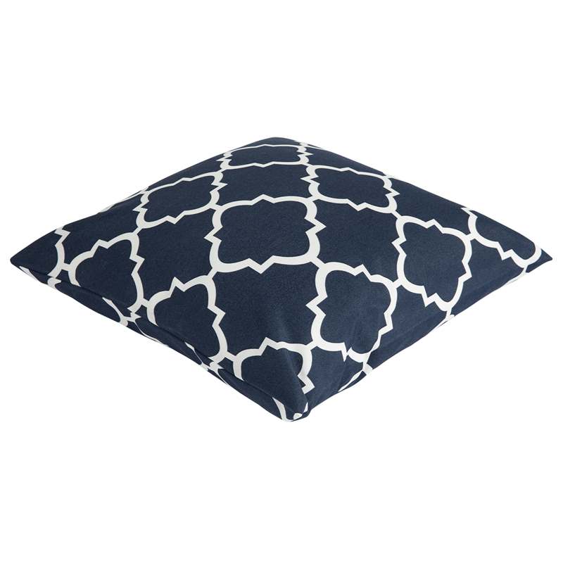 Cojín decorativo 45x45x12 cm estampado azul marino / blanco | Kubu #