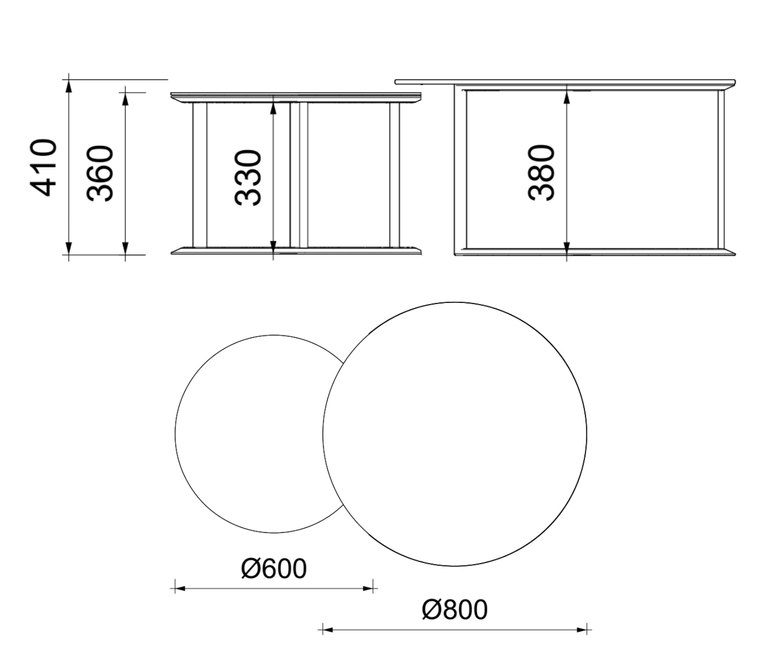Medidas set de mesa auxiliar Isabela | kubu #