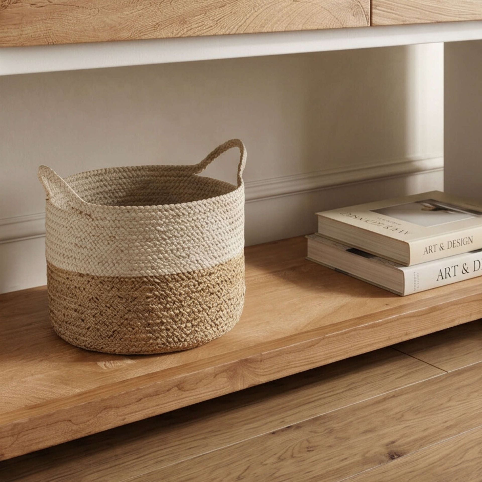 Consola recibidor Mahón 120X35X75cm | Blanco Mate y Madera reciclada de Acacia | KUBU #