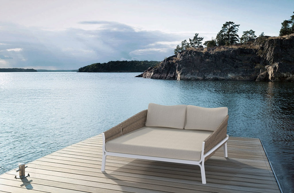 Daybed Anmore aluminio blanco textil  greige | Kubu #