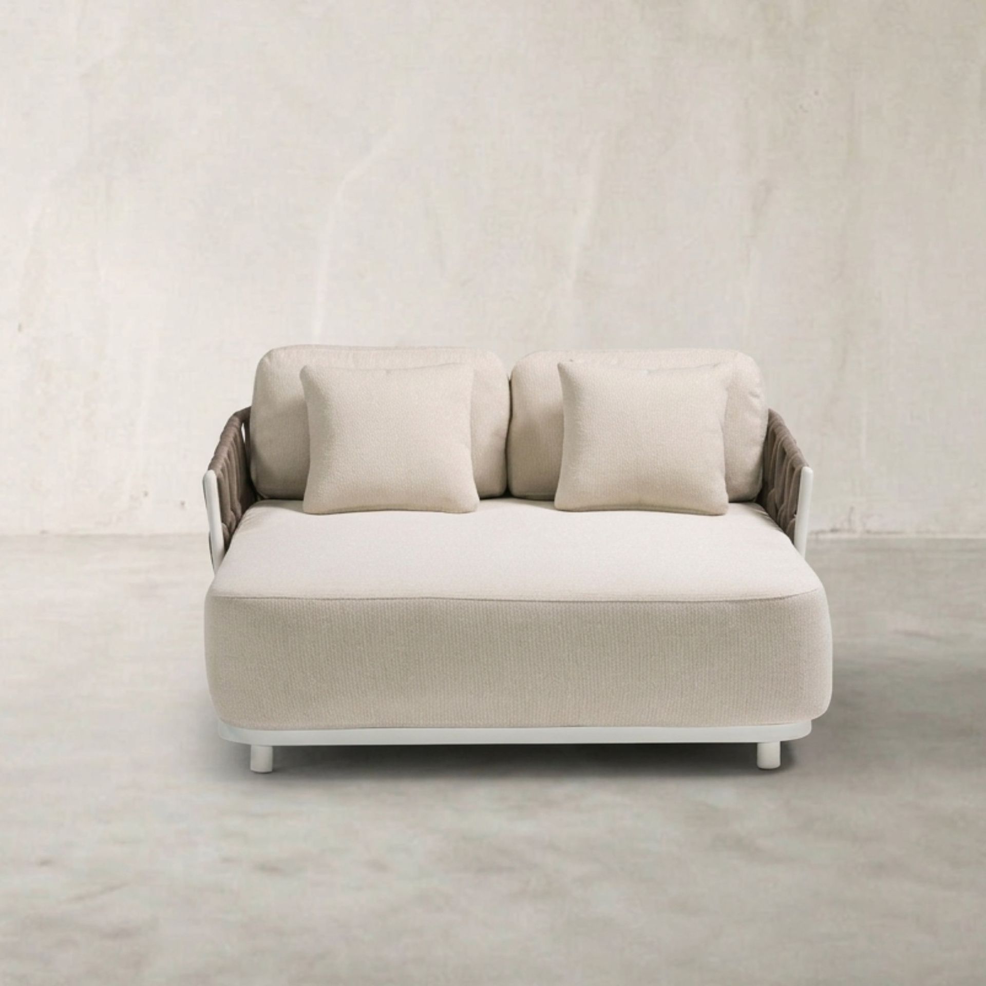 Daybed Carson aluminio blanco textil beige | Kubu #