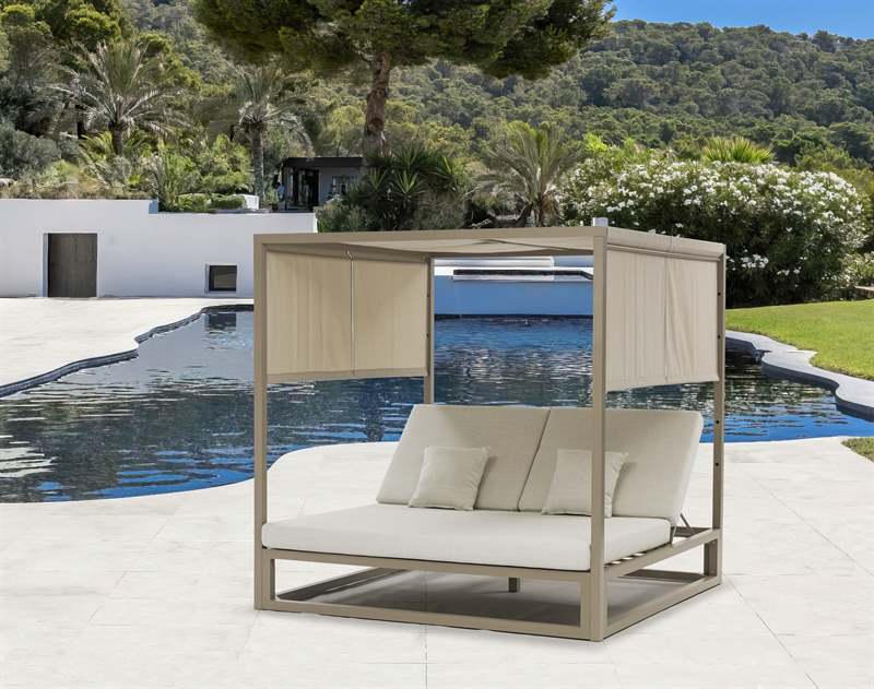 Daybed Edna aluminio taupe y textil beige | Kubu #