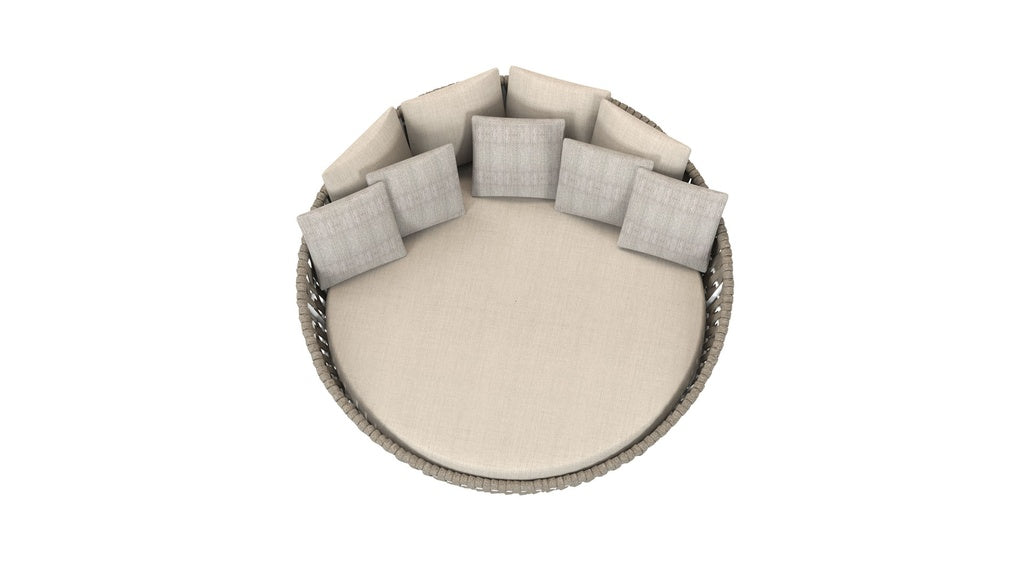 Daybed Meridian aluminio blanco cuerda greige y textil greige. | Kubu #