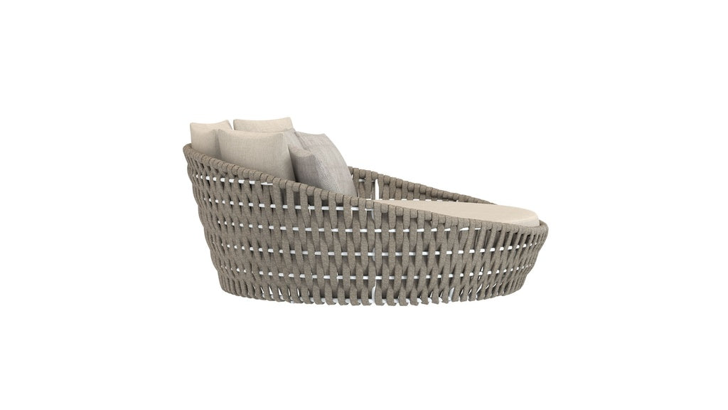Daybed Meridian aluminio blanco cuerda greige y textil greige. | Kubu #