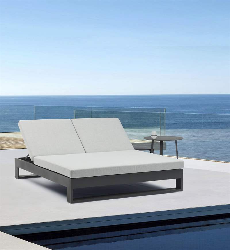 Daybed Niland aluminio antracita y textil gris medio | Kubu #