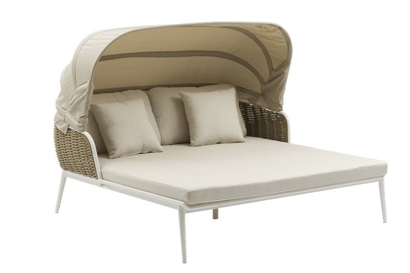 Daybed de Exterior Irvine | Aluminio Blanco y Cuerda Taupe | Kubu #