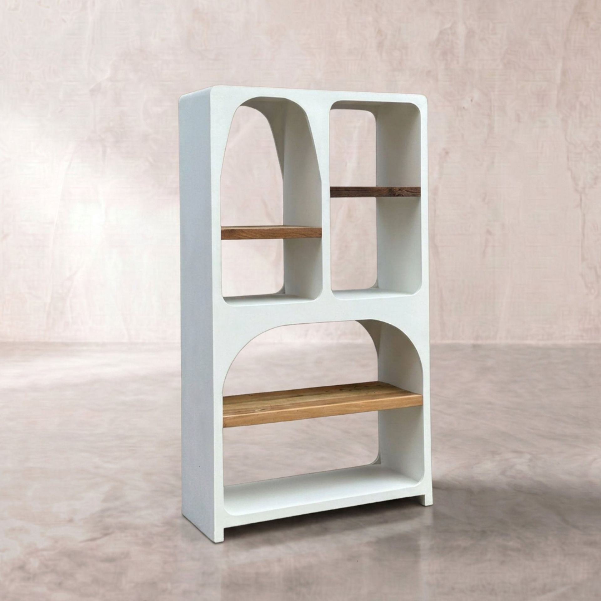 Estantería Eivissa 100x40x180 cm | Blanco Mate y Madera Natural | KUBU #