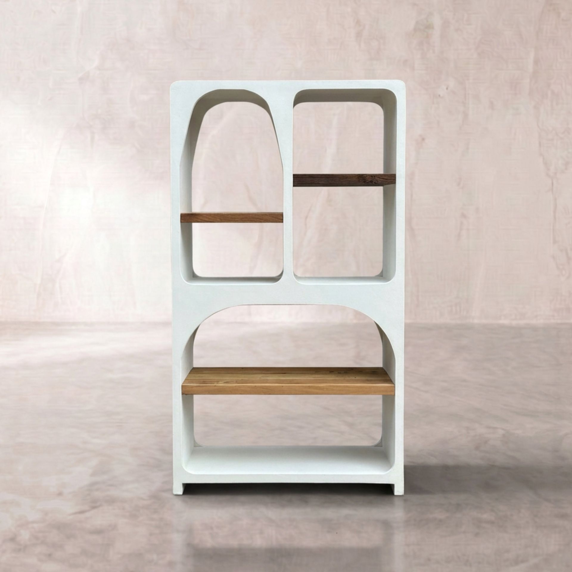 Estantería Eivissa 100x40x180 cm | Blanco Mate y Madera Natural | KUBU #