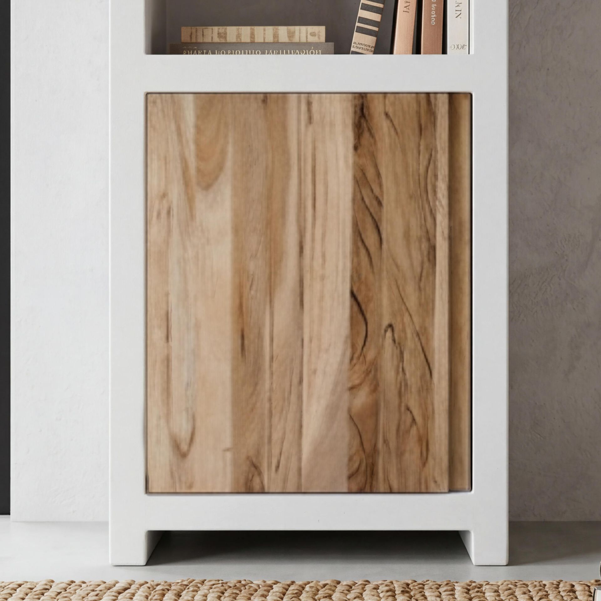 Estantería Eivissa 55X40X190cm | Blanco Mate y Madera Natural | KUBU #