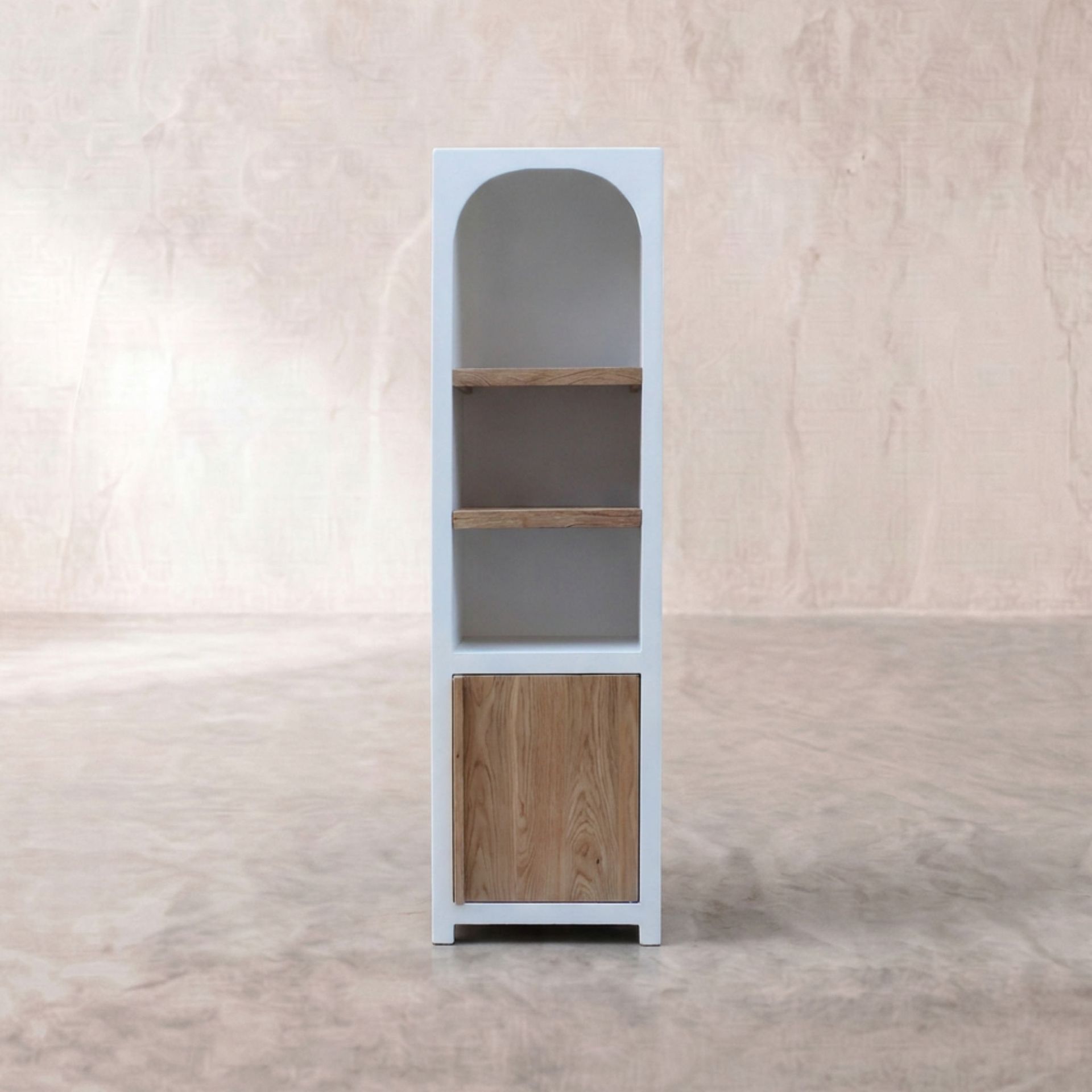 Estantería Eivissa 55X40X190cm | Blanco Mate y Madera Natural | KUBU #