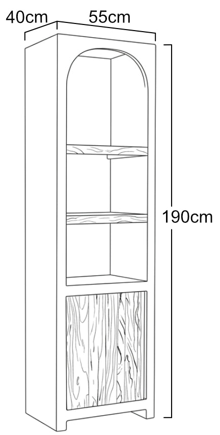Estantería para libros Eivissa 55X40X190cm | Blanco Mate y Madera Natural | KUBU #