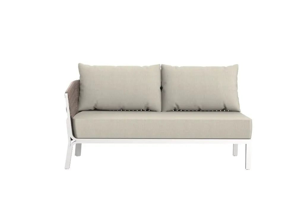 Módulo 2 plazas Anmore brazo izquierdo aluminio blanco textil greige (VF) | Kubu #