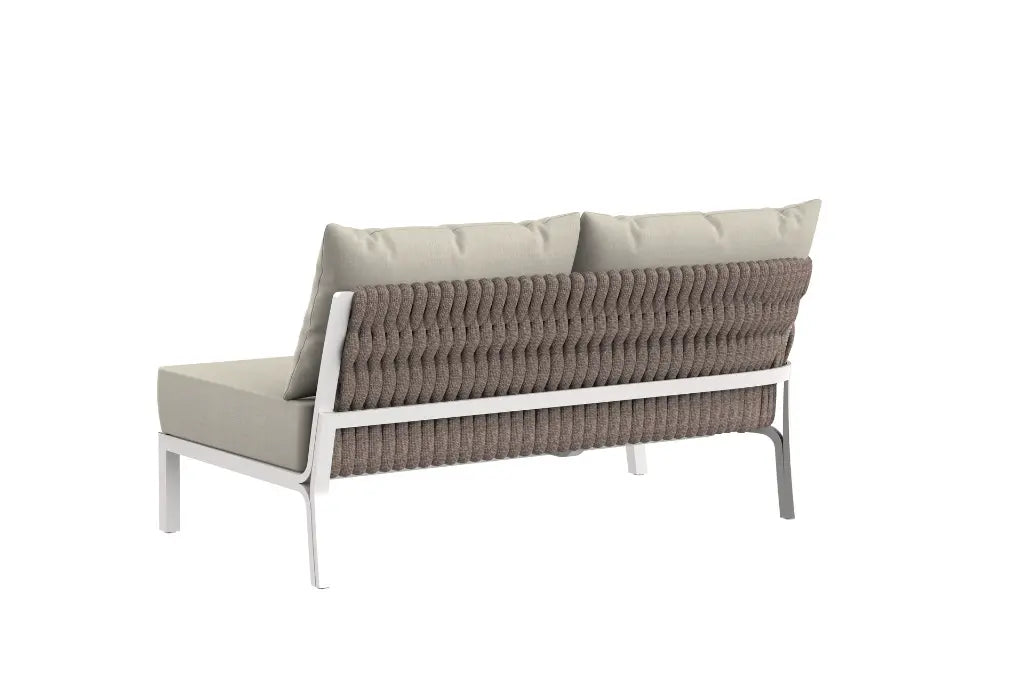 Módulo 2 plazas Anmore brazo izquierdo aluminio blanco textil greige (VF) | Kubu #