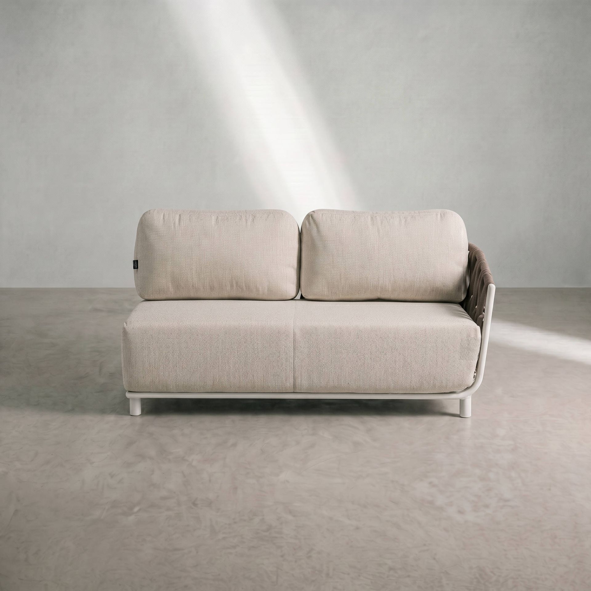 Módulo 2 plazas Carson brazo derecho aluminio blanco textil beige (VF) | Kubu #