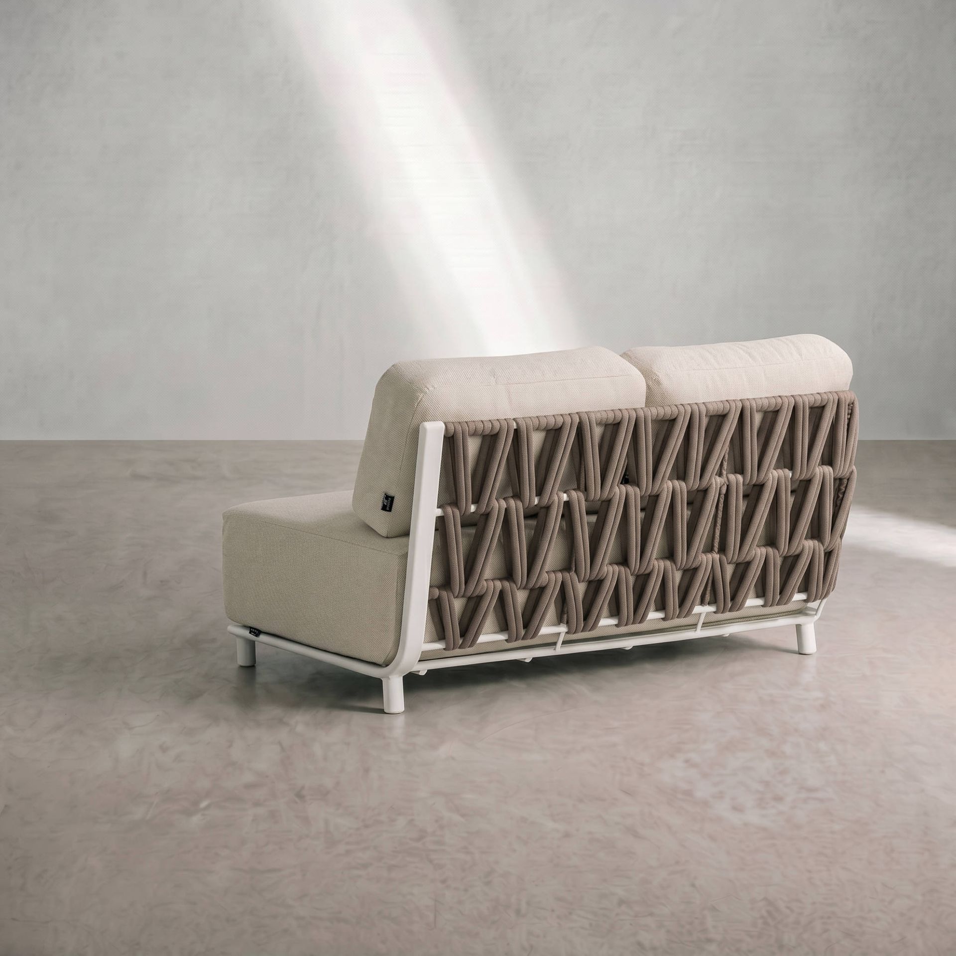 Módulo 2 plazas Carson brazo izquierdo aluminio blanco textil beige (VF) | Kubu #