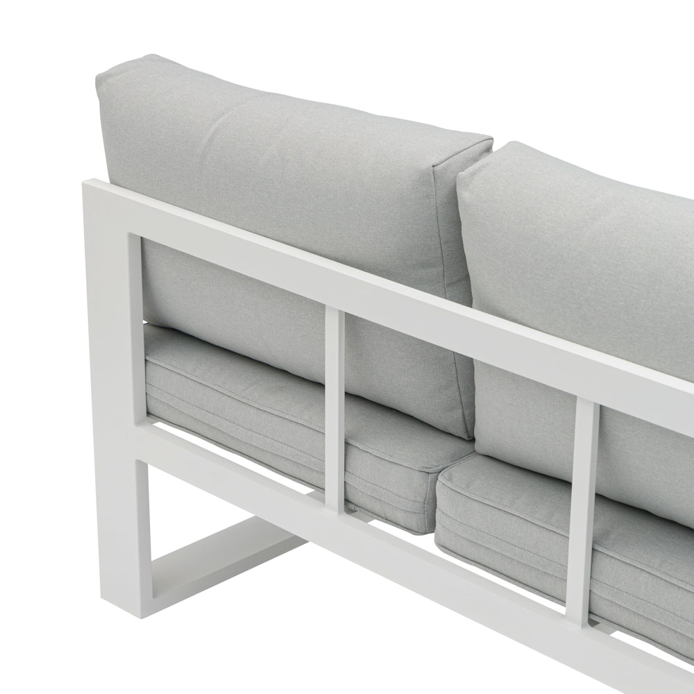 Módulo 2 plazas Niland brazo izquierdo aluminio blanco y cojinería gris claro. | Kubu #