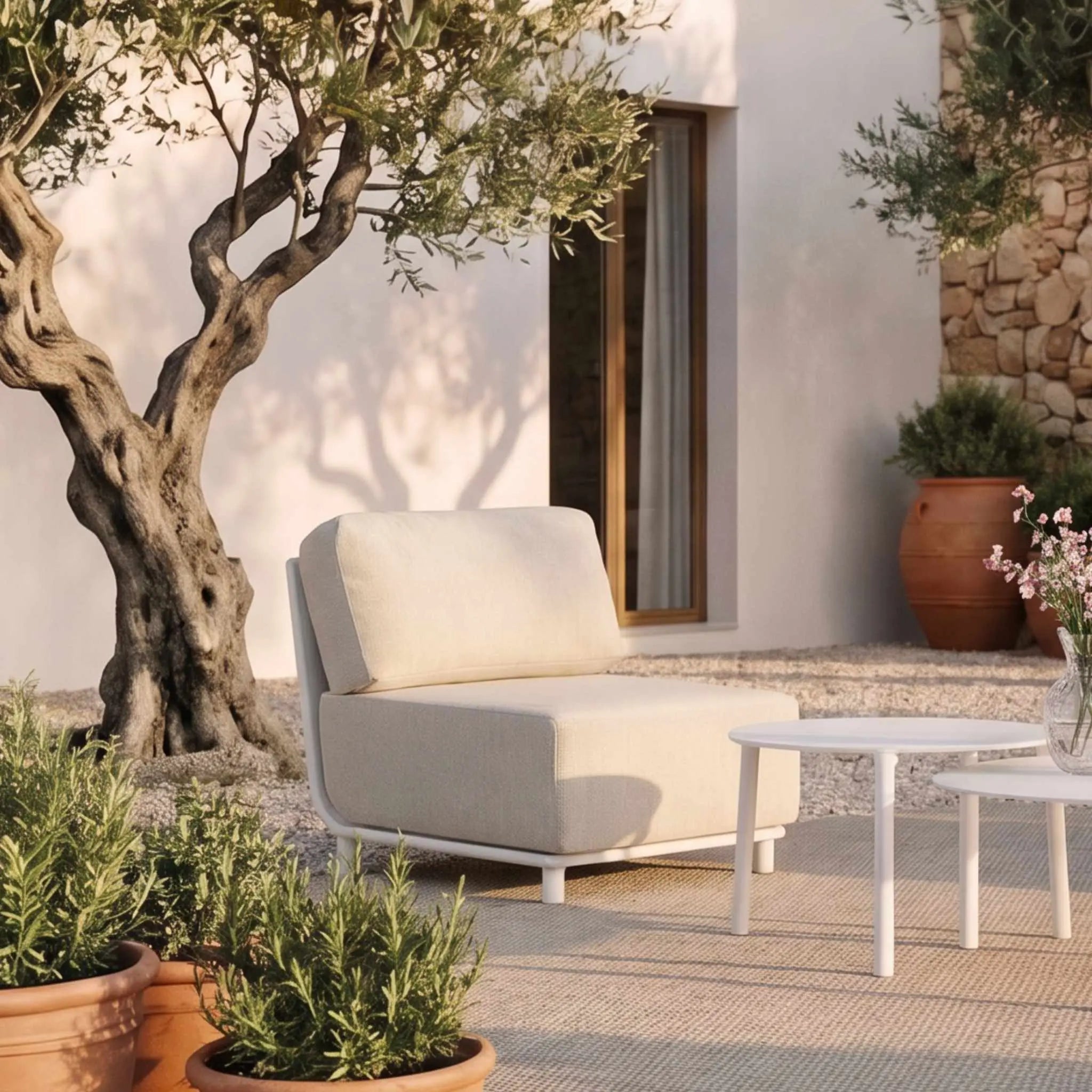 Módulo ampliación Carson aluminio blanco textil beige | Kubu #