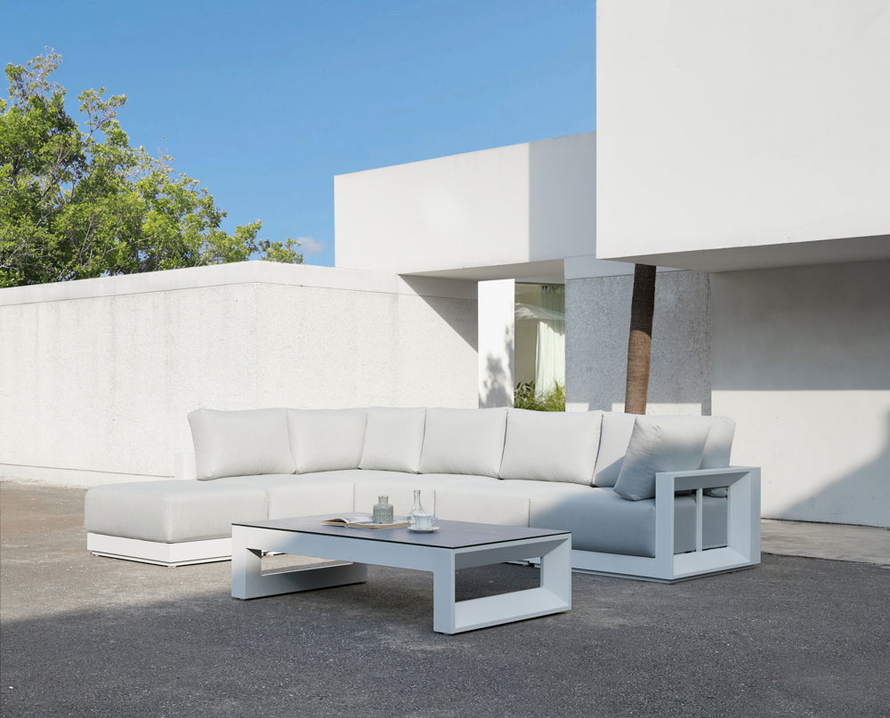 Módulo esquina Onix aluminio blanco cojinería gris claro | KUBU #