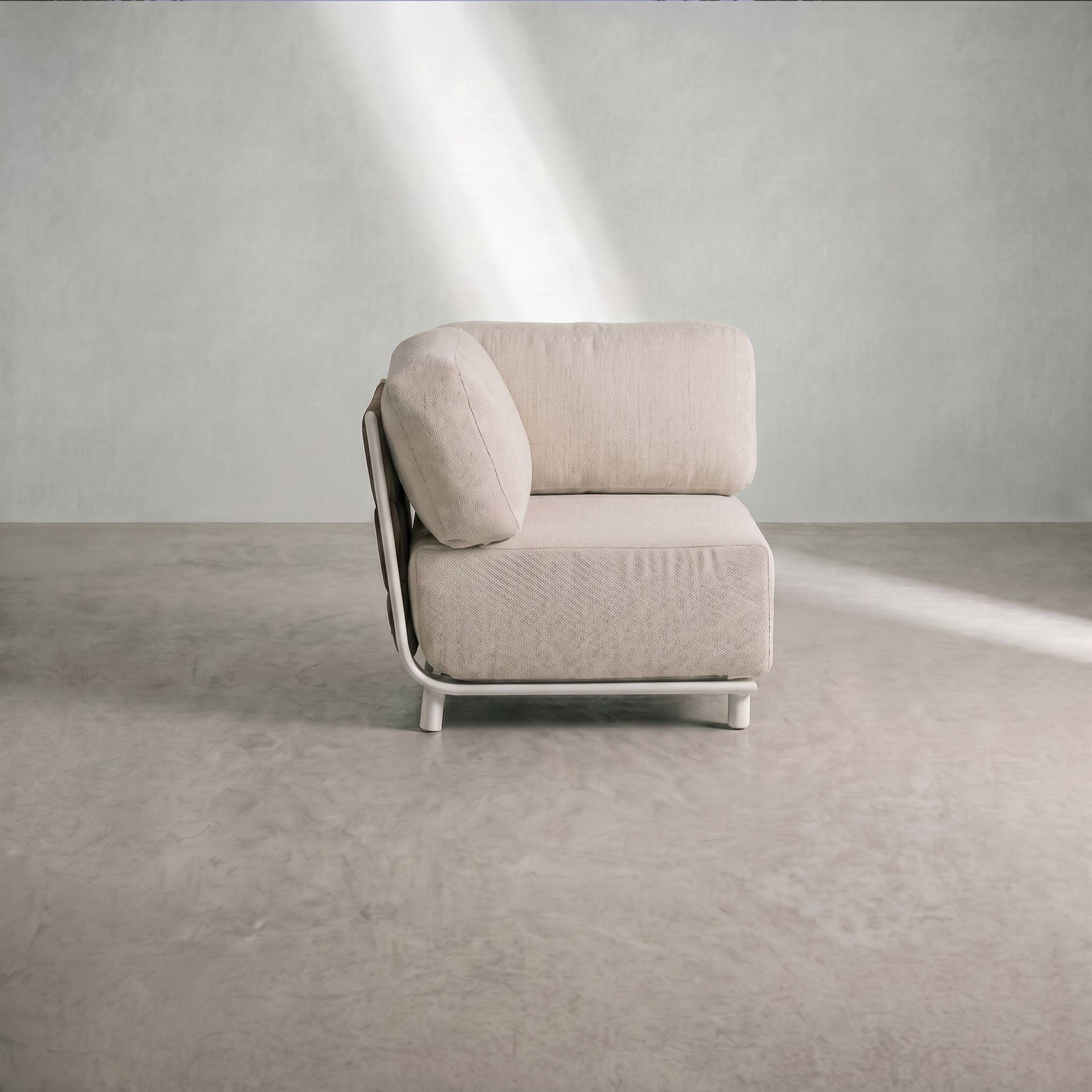 Módulo esquinero Carson aluminio blanco textil beige | Kubu #