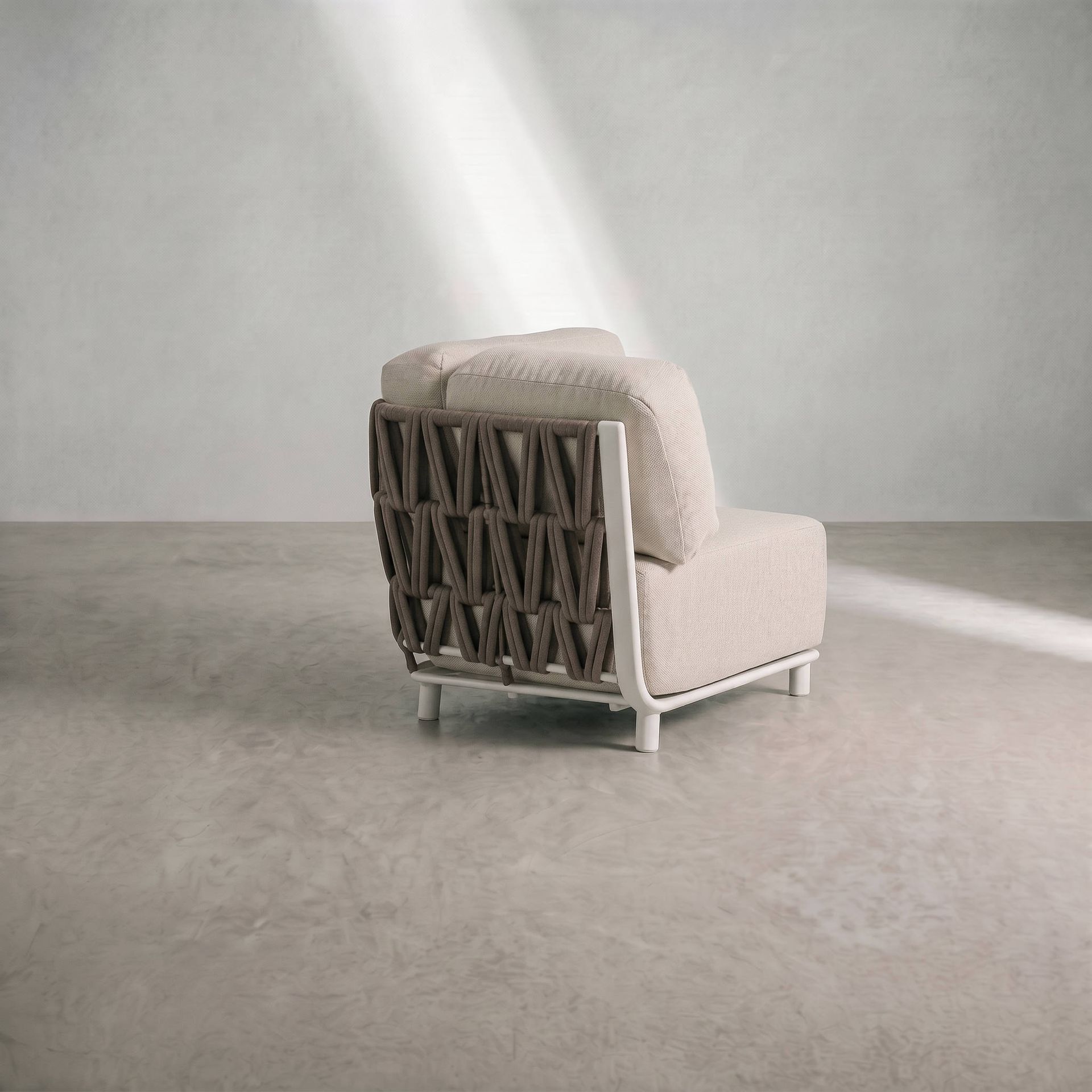 Módulo esquinero Carson aluminio blanco textil beige | Kubu #