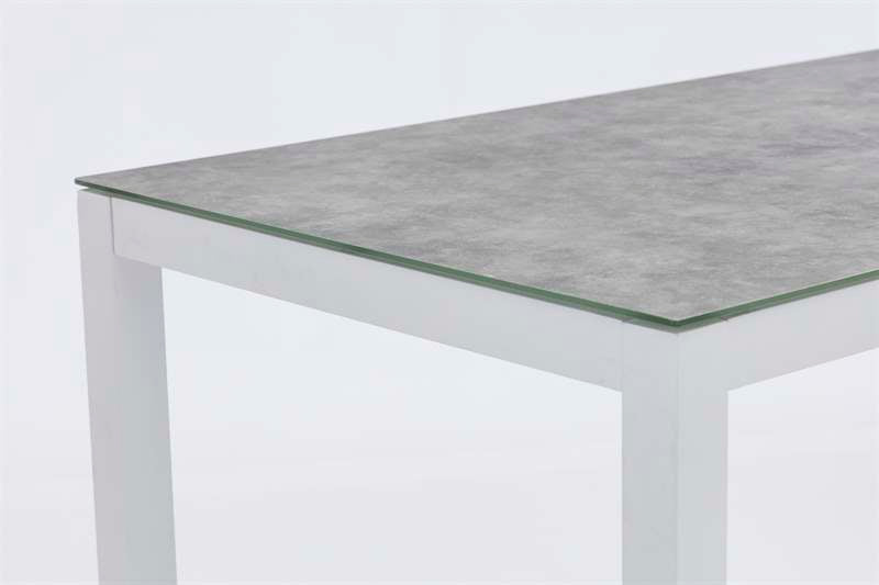 Mesa Alta de Bar Meridian con Cristal 3D y Aluminio Blanco | Kubu #