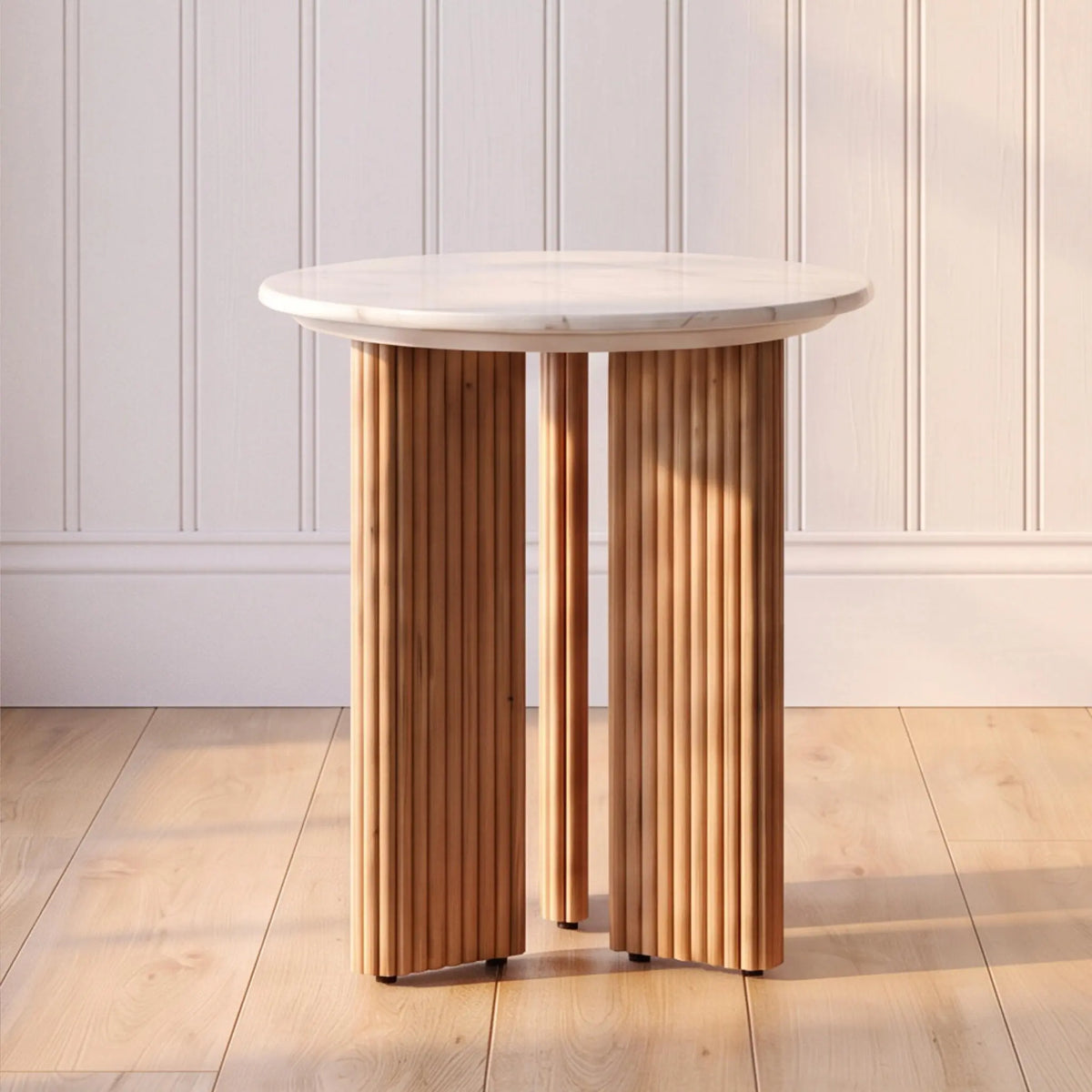 Mesa Auxiliar Bristol 42x42x52cm | Madera de mango y mármol natural | KUBU #
