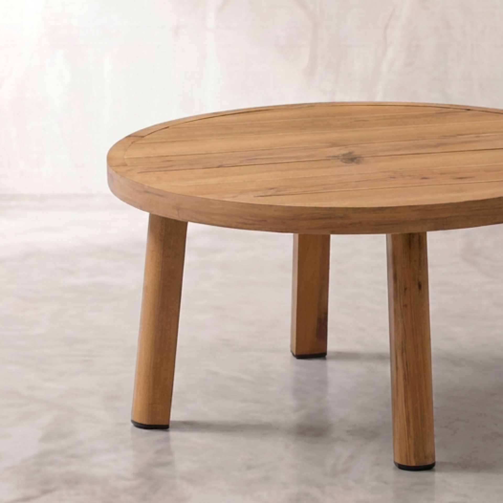 Mesa Auxiliar Exterior Java Ø 70x38cm | Efecto Teca y Aluminio | KUBU #
