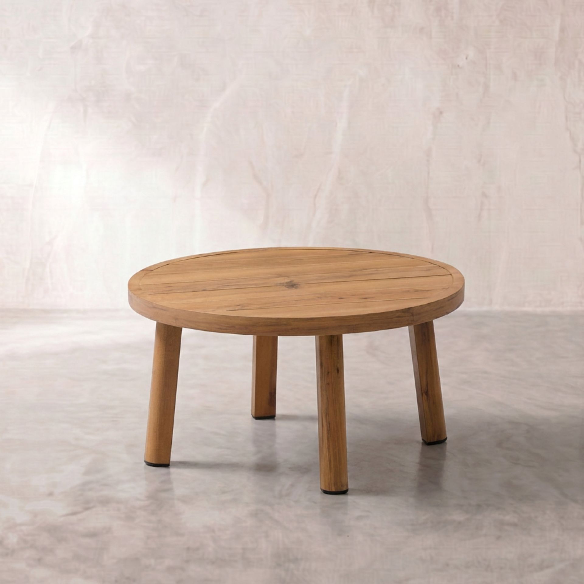 Mesa Auxiliar Exterior Java Ø 70x38cm | Efecto Teca y Aluminio | KUBU #