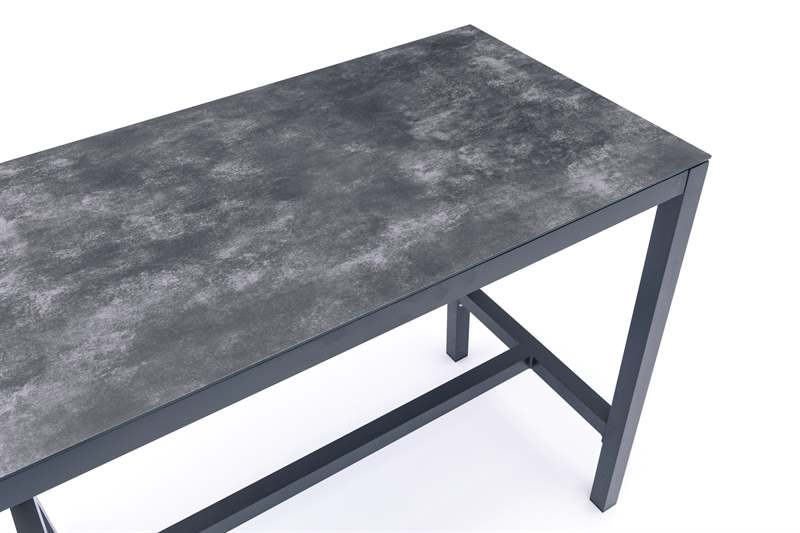 Mesa Bar Meridian Aluminio y Cristal 3D Antracita 130x70 cm | Kubu #