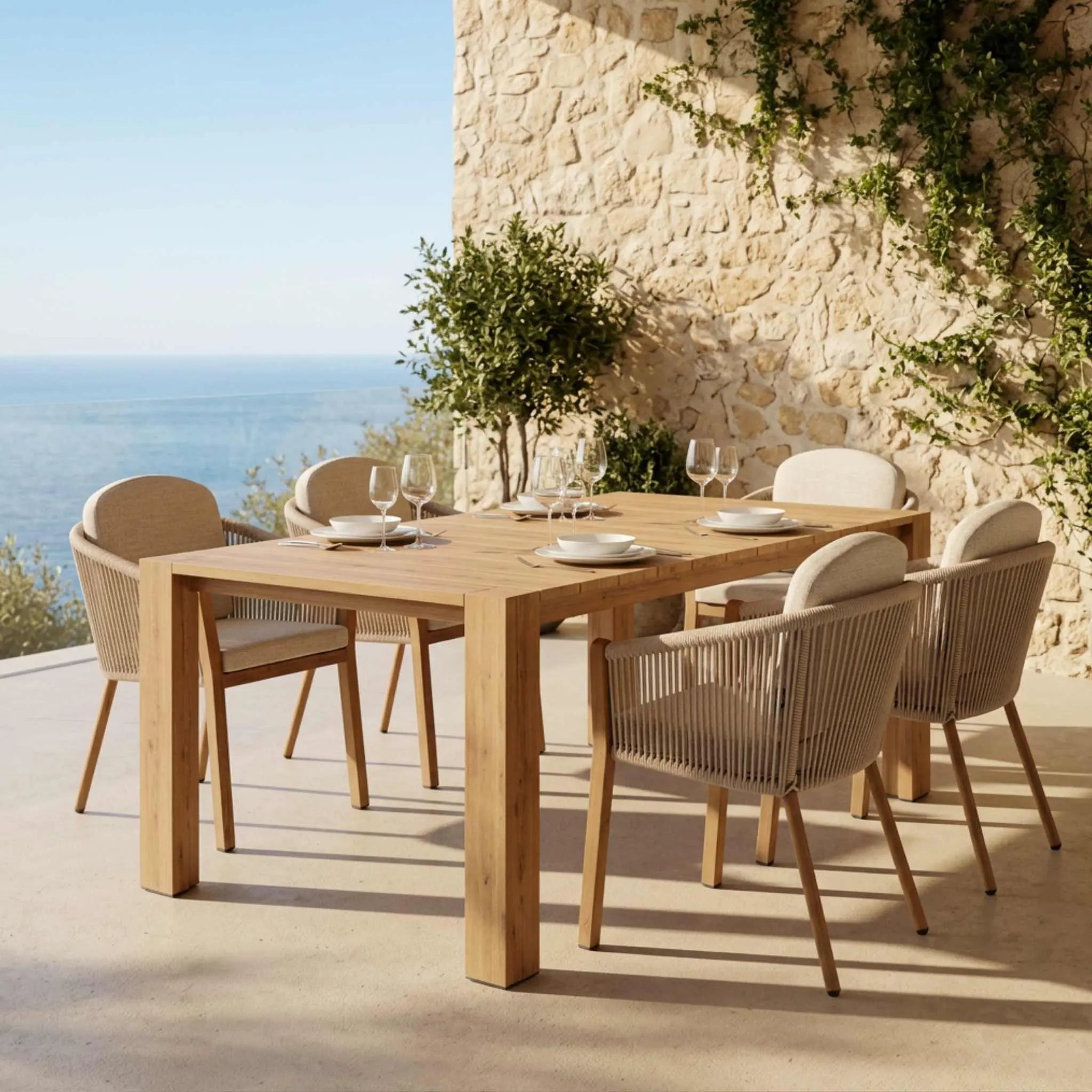 Mesa Comedor Exterior Java 200x90x75cm | Efecto Teca | KUBU #