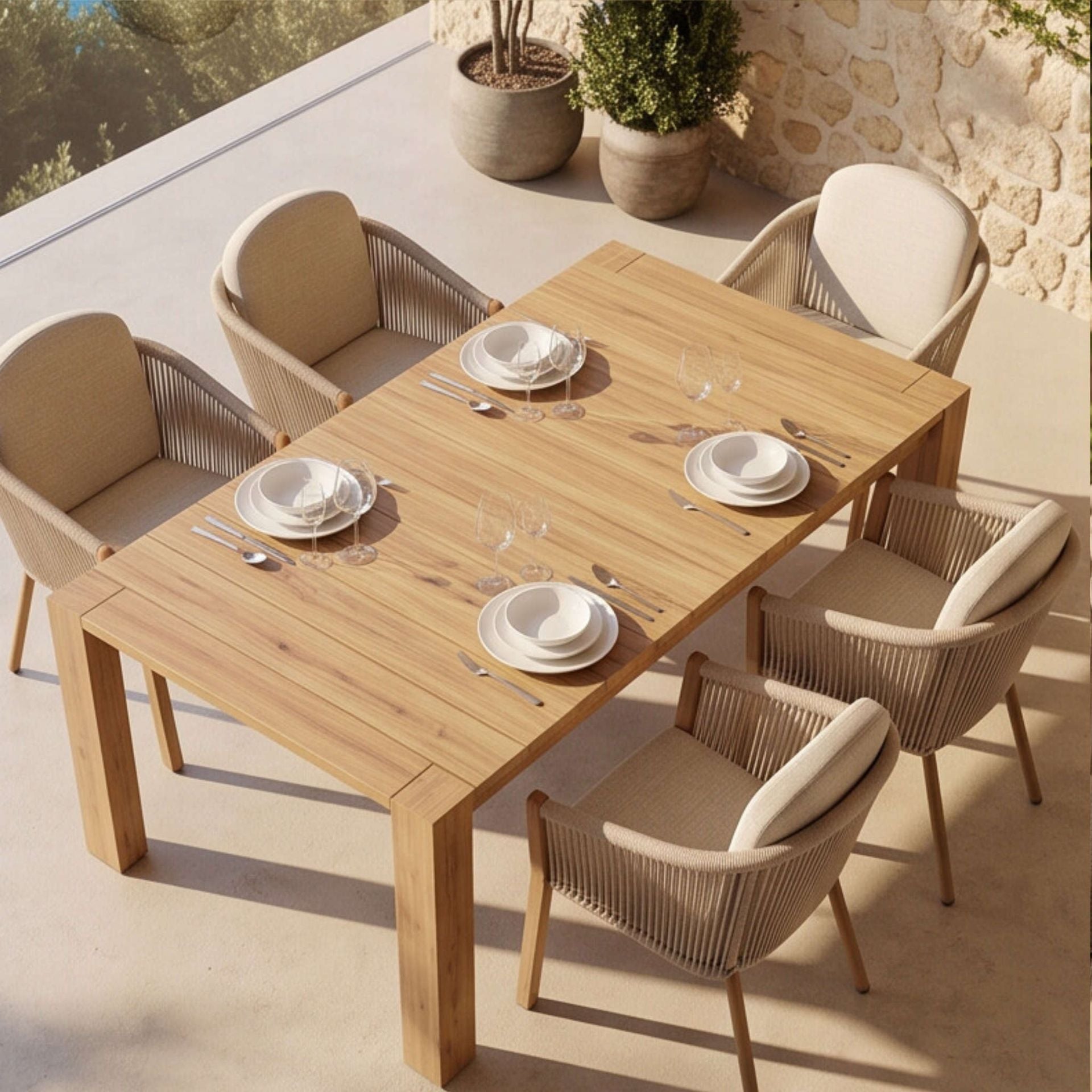 Mesa Comedor Exterior Java 200x90x75cm | Efecto Teca | KUBU #