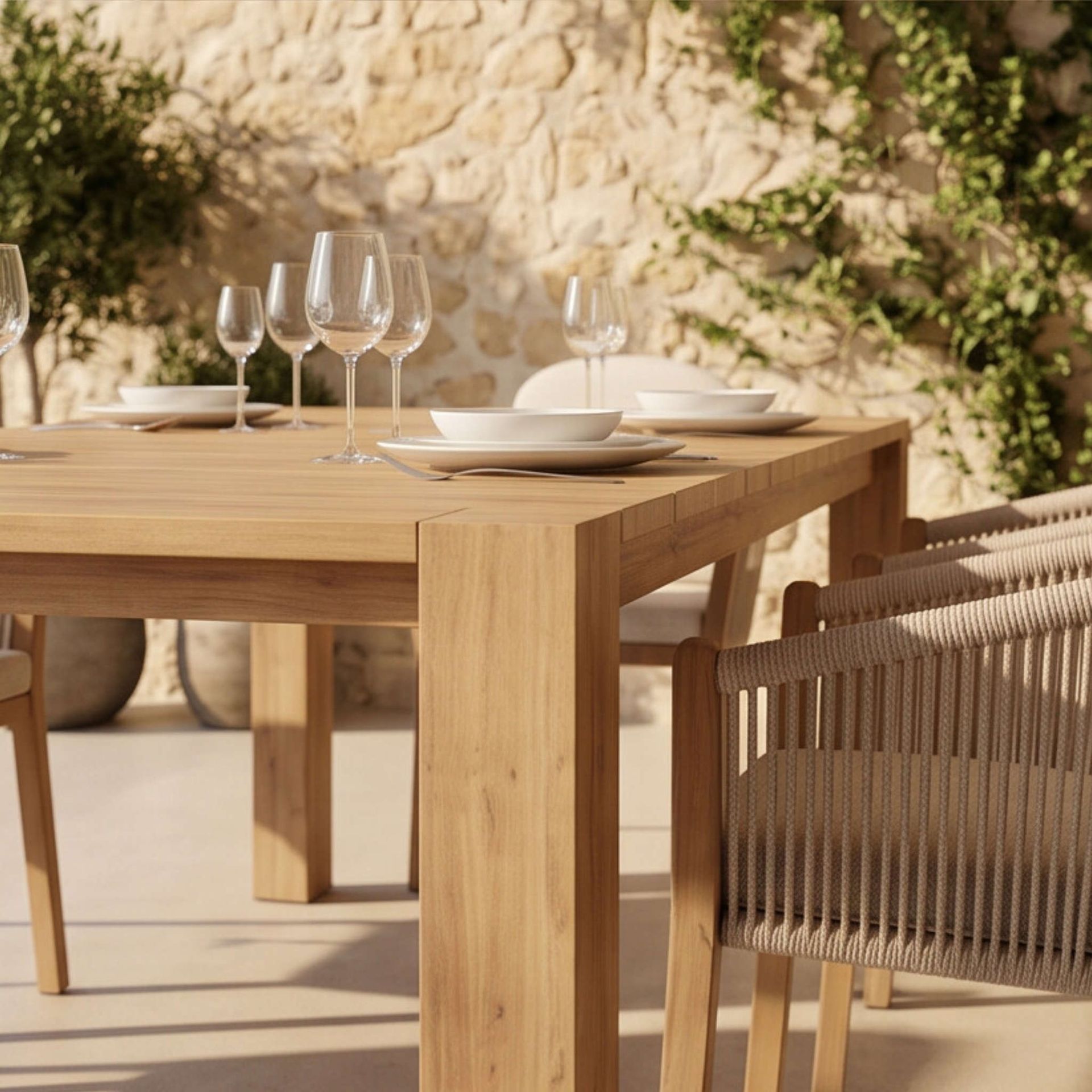 Mesa Comedor Exterior Java 200x90x75cm | Efecto Teca | KUBU #