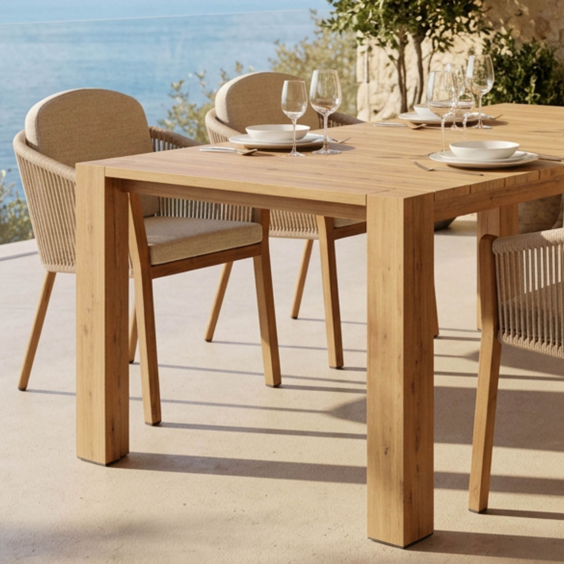 Mesa Comedor Exterior Java 200x90x75cm | Efecto Teca | KUBU #