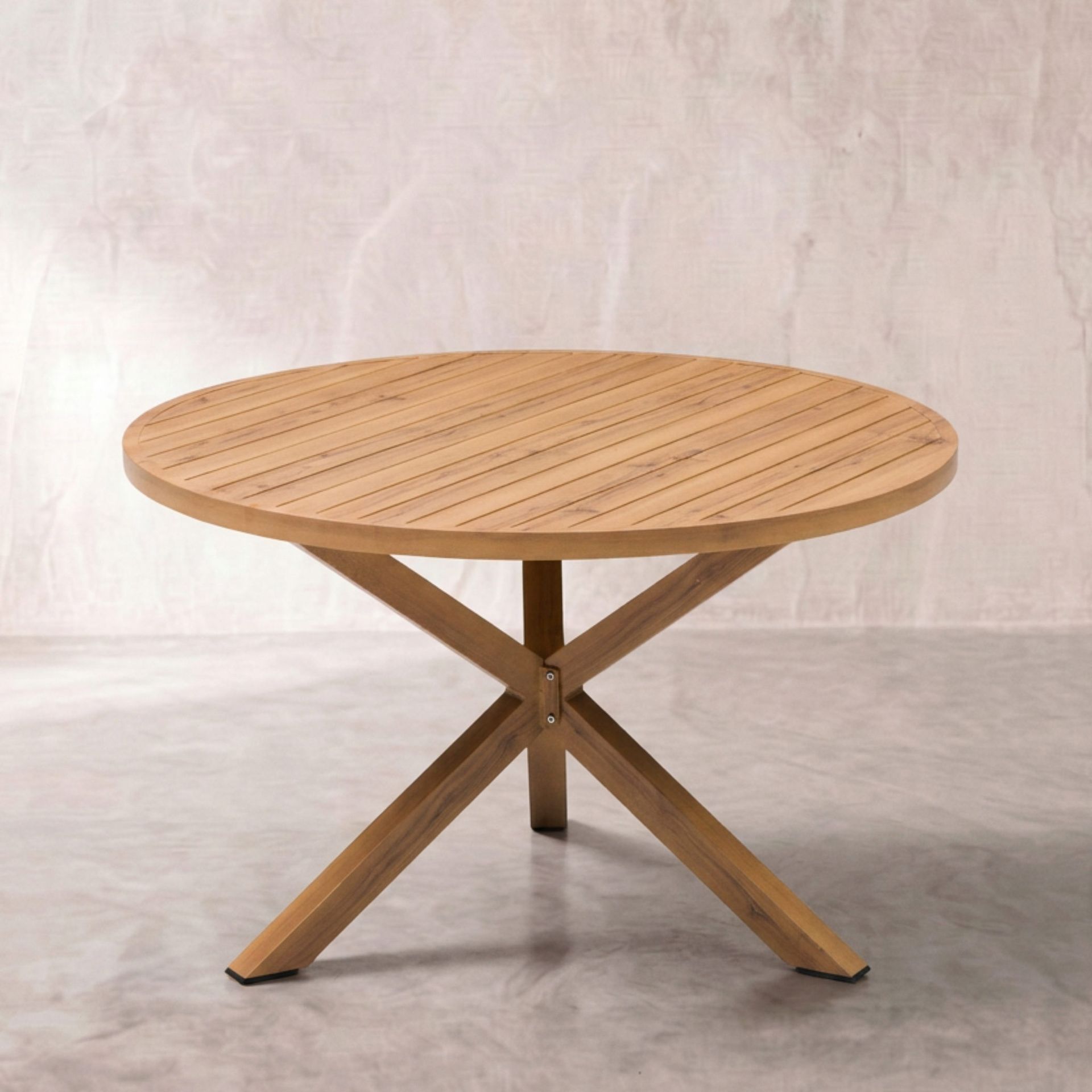 Mesa Comedor Exterior Redonda Java Ø 120x75cm | Efecto Teca | KUBU #