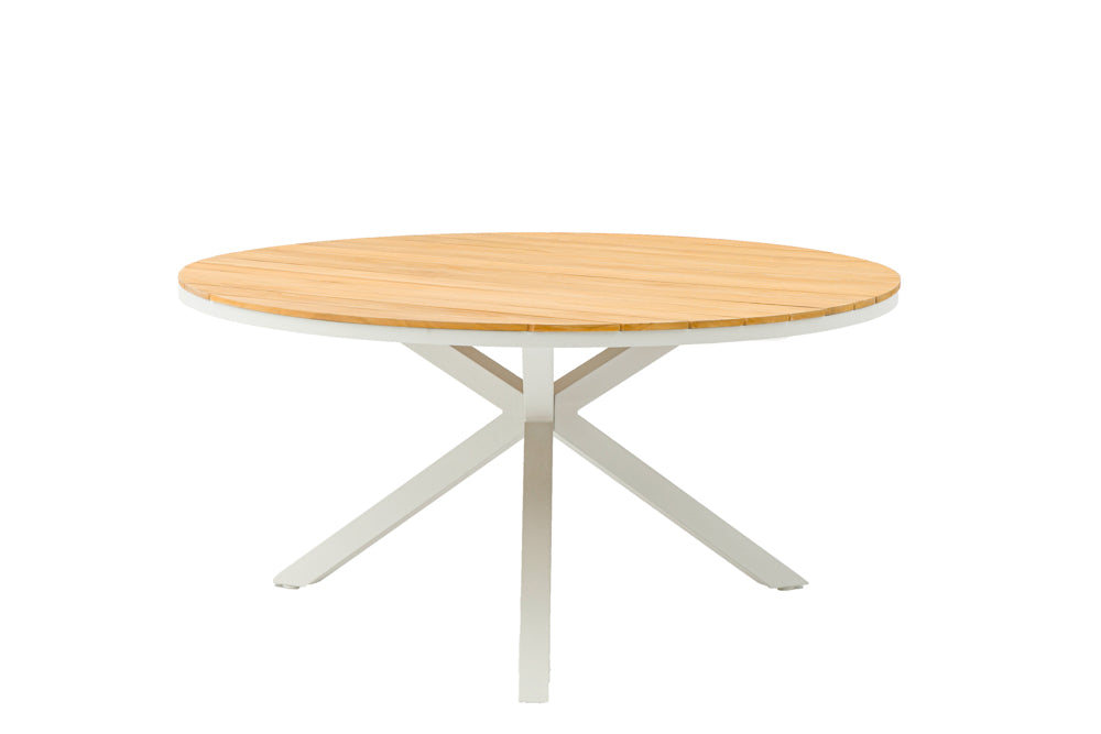 Mesa Redonda Sidney de Aluminio y Teca 150 cm - Montaje Fácil | Kubu #