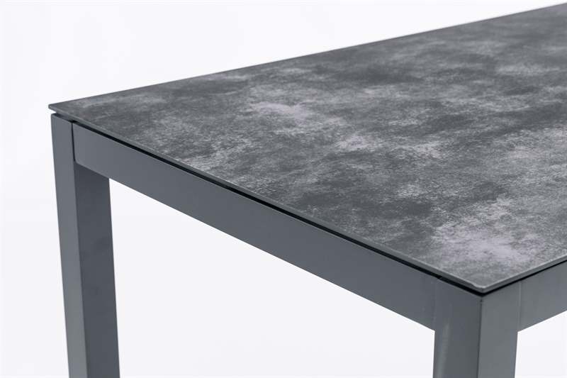 Mesa alta bar Meridian 130x70 cm aluminio antracita con cristal cerámico gris antracita. | Kubu #