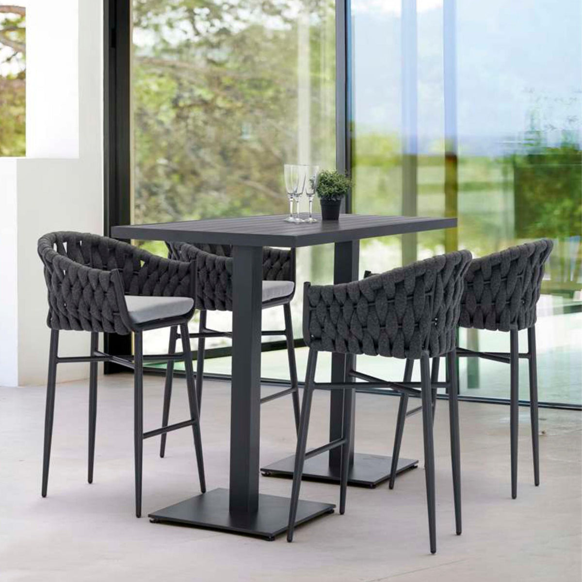 Mesa alta bar Orick 160x70 cm aluminio antracita. | KUBU #