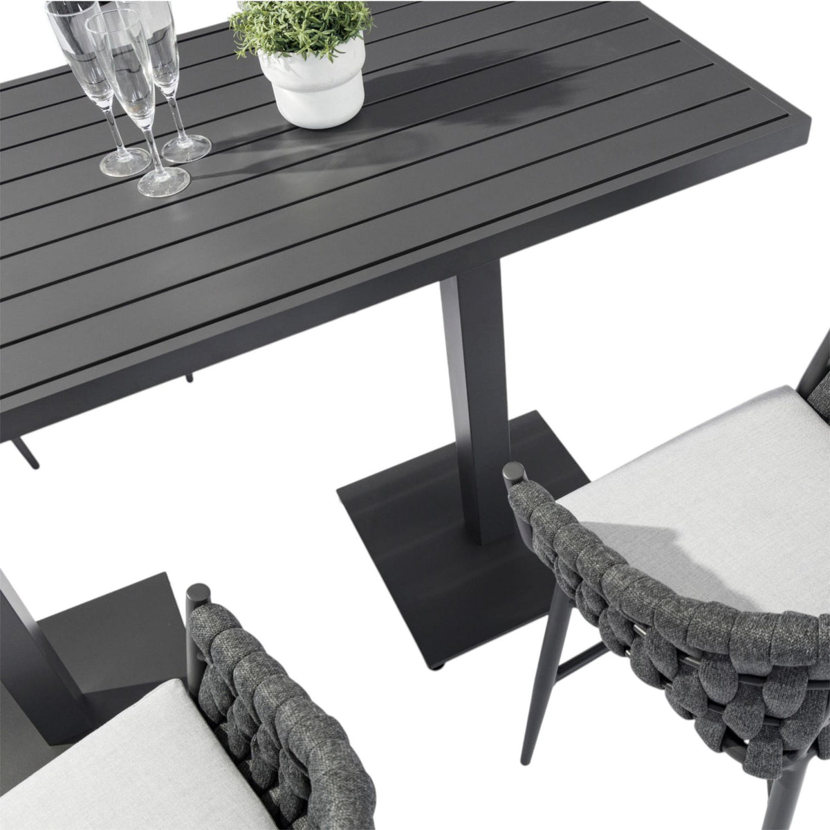Mesa alta bar Orick 160x70 cm aluminio antracita. | KUBU #
