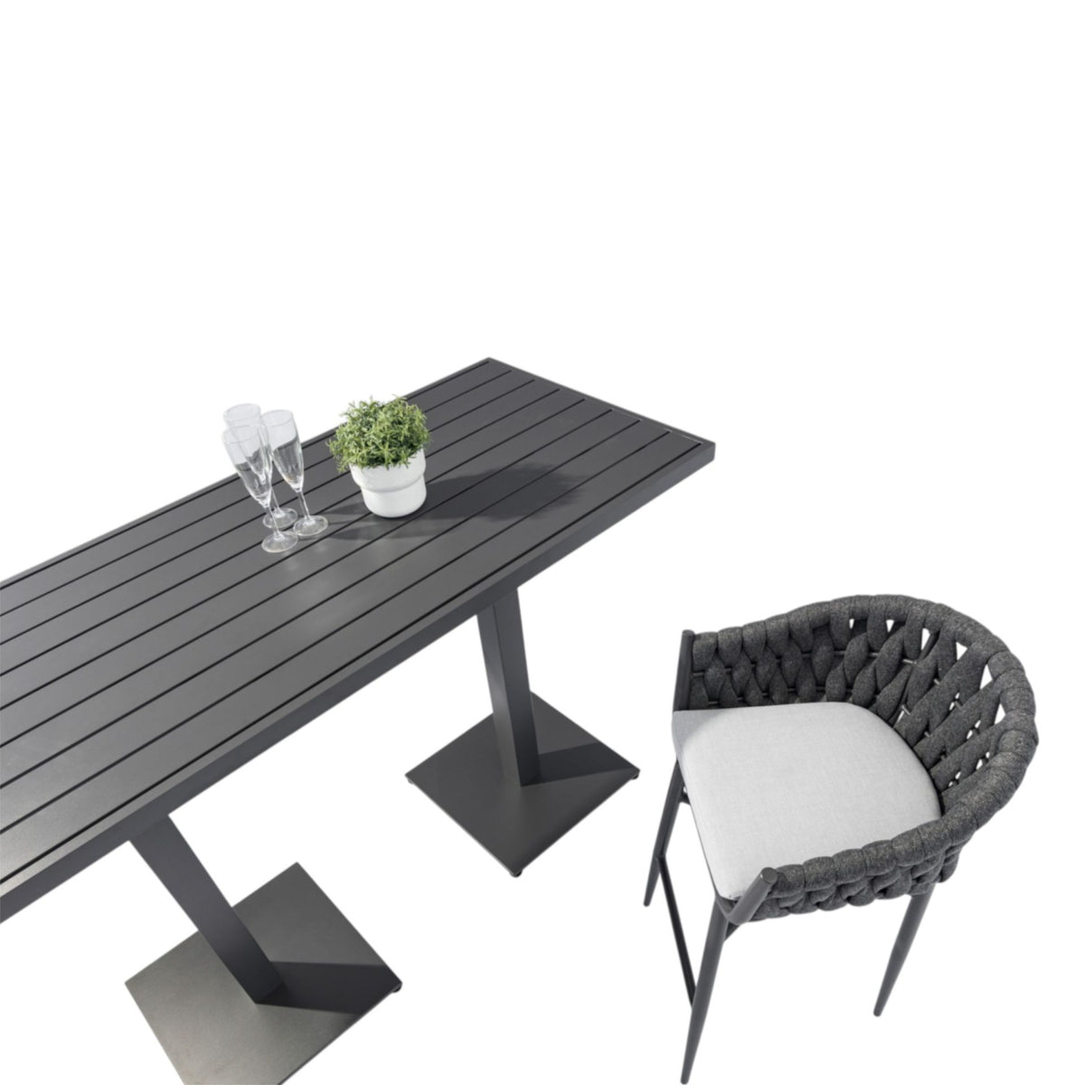 Mesa alta bar Orick 160x70 cm aluminio antracita. | KUBU #