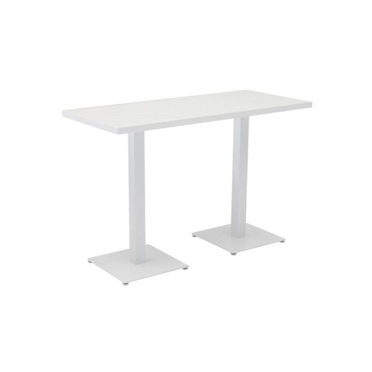 Mesa alta bar Orick 160x70 cm aluminio blanco. | KUBU #