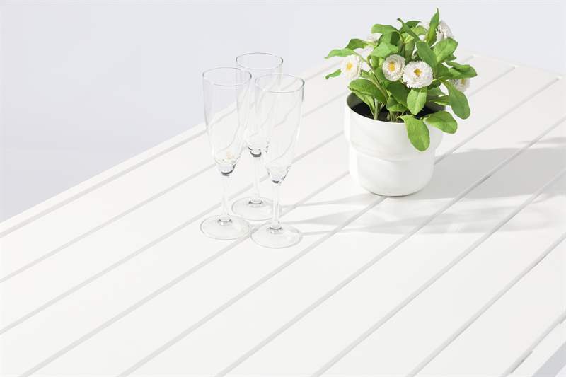 Mesa alta bar Orick 160x70 cm aluminio blanco. | Kubu #