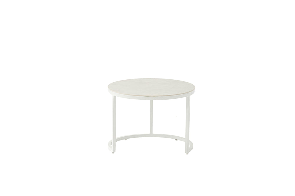 Mesa auxiliar Albury aluminio blanco diam.59cm | Kubu #