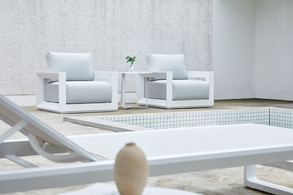 Mesa auxiliar Bangor Ø 45 cm aluminio blanco | Kubu #