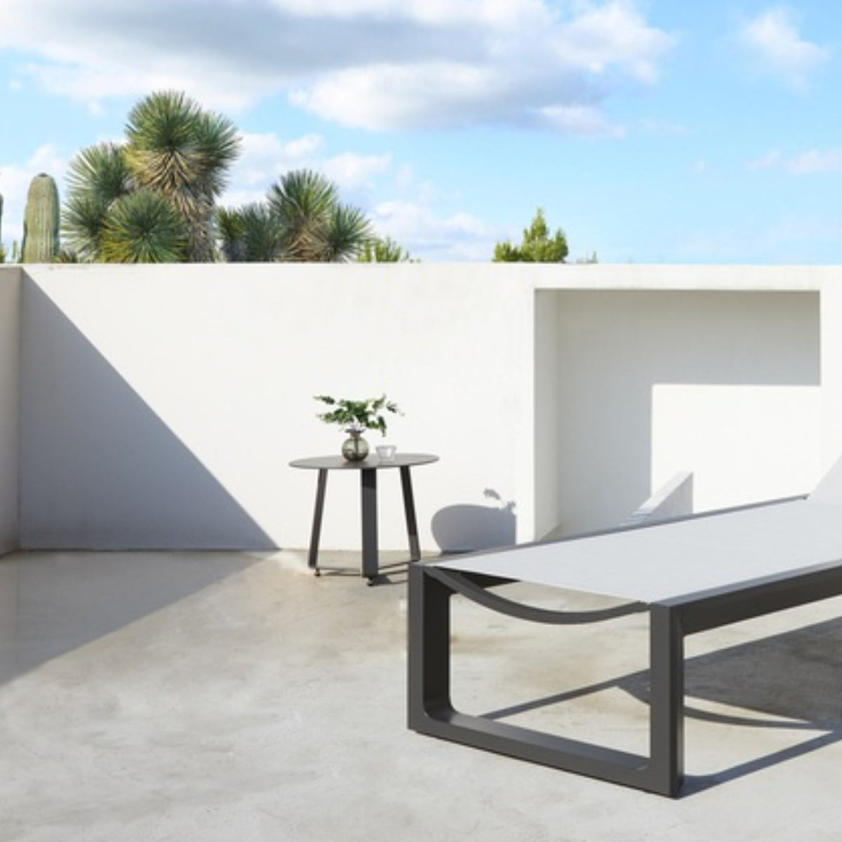 Mesa auxiliar Bangor Ø 60 cm aluminio antracita | KUBU #