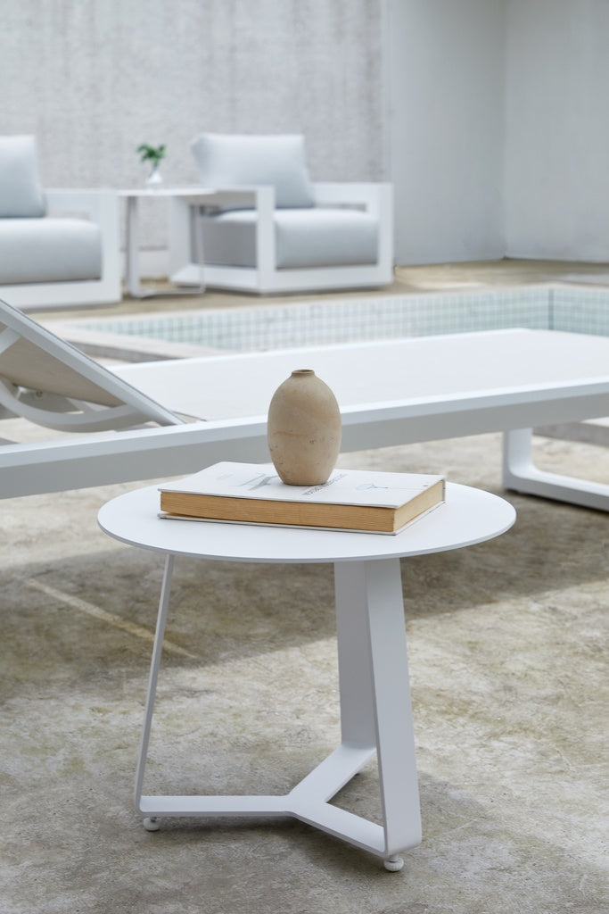 Mesa auxiliar Bangor Ø 60 cm aluminio blanco | Kubu #
